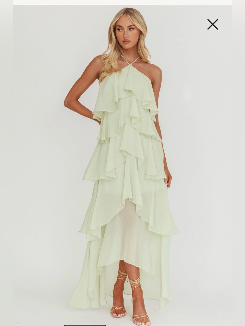 Selfie Leslie Darylyn Tiered Ruffle Maxi Dress Sage